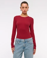 Long-Sleeve Cozy Lounge Knit Tuckable Crew Tee