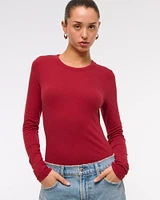 Long-Sleeve Cozy Lounge Knit Tuckable Crew Tee