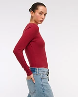 Long-Sleeve Cozy Lounge Knit Tuckable Crew Tee