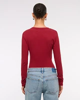 Long-Sleeve Cozy Lounge Knit Tuckable Crew Tee