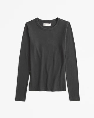 Long-Sleeve Cozy Lounge Knit Tuckable Crew Tee