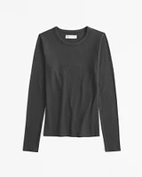 Long-Sleeve Cozy Lounge Knit Tuckable Crew Tee