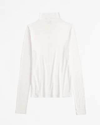 Long-Sleeve Grown-On Mockneck Top