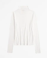 Long-Sleeve Grown-On Mockneck Top