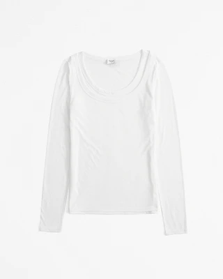 Long-Sleeve Balletic Scoopneck Top