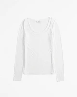 Long-Sleeve Balletic Scoopneck Top