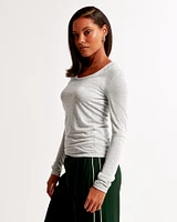 Long-Sleeve Balletic Scoopneck Top