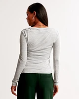 Long-Sleeve Balletic Scoopneck Top