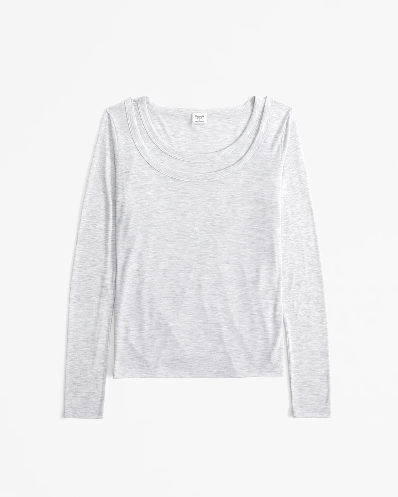 Long-Sleeve Balletic Scoopneck Top