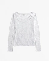 Long-Sleeve Balletic Scoopneck Top