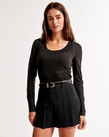 Long-Sleeve Balletic Scoopneck Top