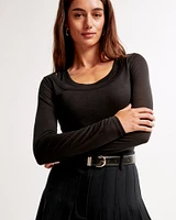 Long-Sleeve Balletic Scoopneck Top