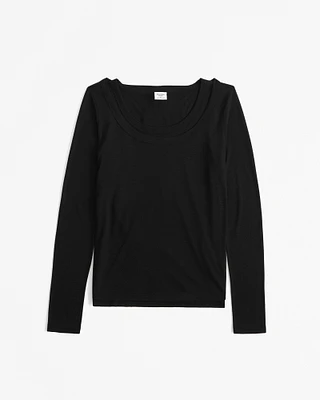 Long-Sleeve Balletic Scoopneck Top