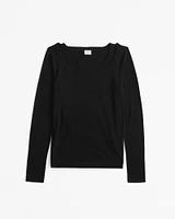 Long-Sleeve Balletic Scoopneck Top