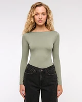 Long-Sleeve Sculpt Matte Fabric Tuckable Slash Top