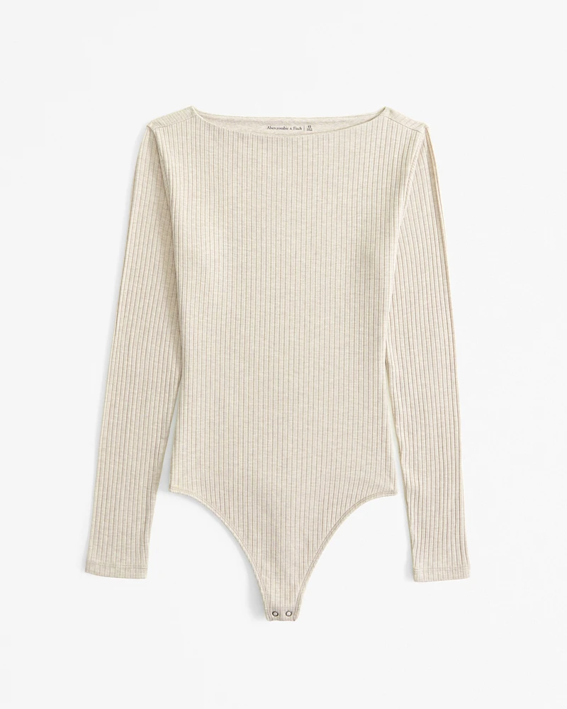 Long-Sleeve Wide Rib Slash Bodysuit
