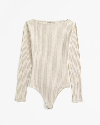 Long-Sleeve Wide Rib Slash Bodysuit