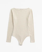 Long-Sleeve Wide Rib Slash Bodysuit
