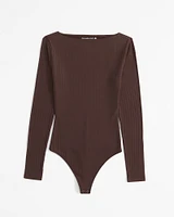 Long-Sleeve Wide Rib Slash Bodysuit