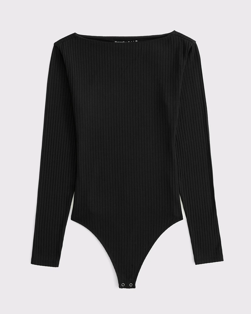 Long-Sleeve Wide Rib Slash Bodysuit