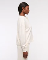 Long-Sleeve Cozy Lounge Knit Oversized Henley Top