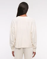 Long-Sleeve Cozy Lounge Knit Oversized Henley Top