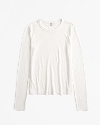 Long-Sleeve Sheer Jersey Top