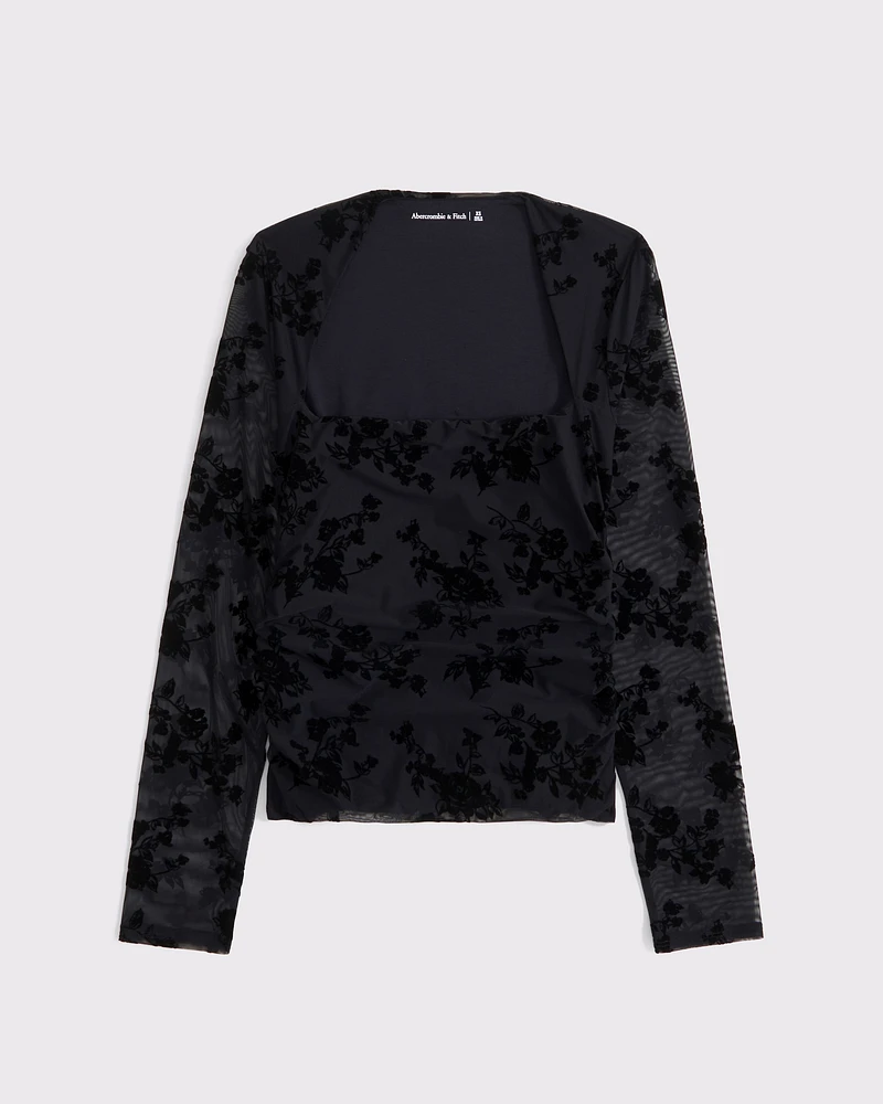 The A&F Ava Long-Sleeve Mesh Top