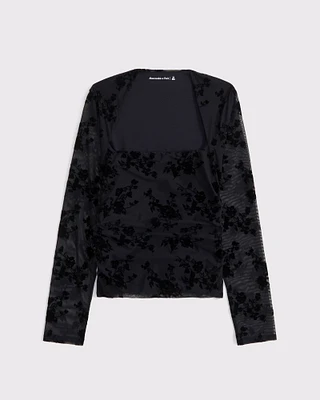The A&F Ava Long-Sleeve Mesh Top