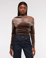 Long-Sleeve Off-The-Shoulder Draped Top