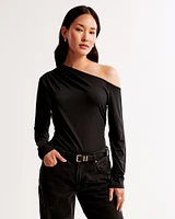 Long-Sleeve Cotton-Modal Asymmetrical Top