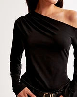 Long-Sleeve Cotton-Modal Asymmetrical Top