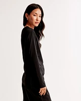 Long-Sleeve Cotton-Modal Asymmetrical Top