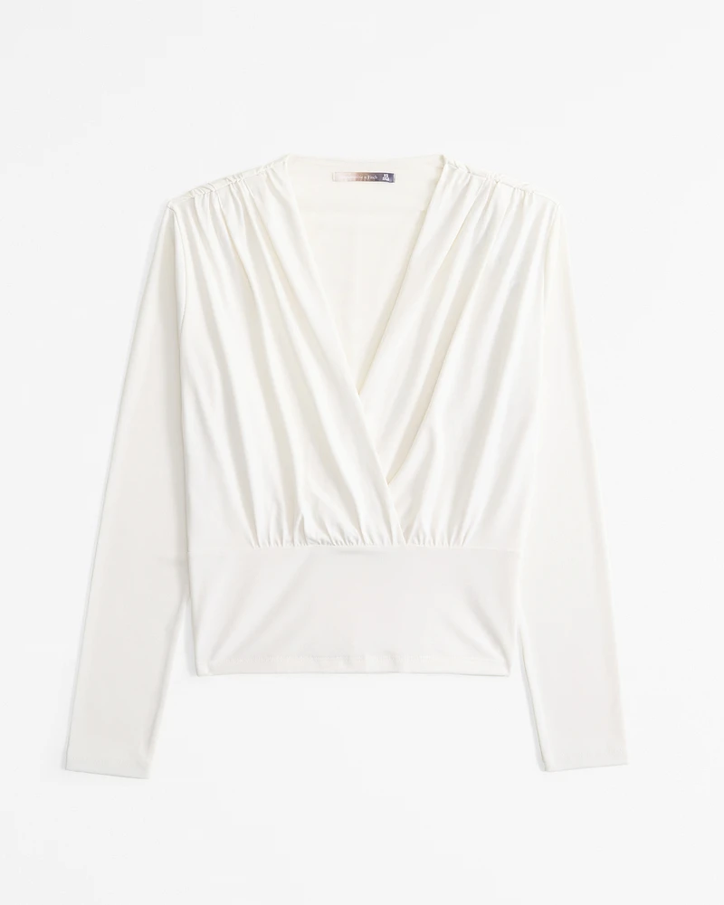 Vol. 28 Long-Sleeve Stretch Crepe V-Neck Top