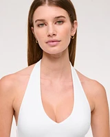 Cotton-Blend Seamless Fabric Halter Bodysuit