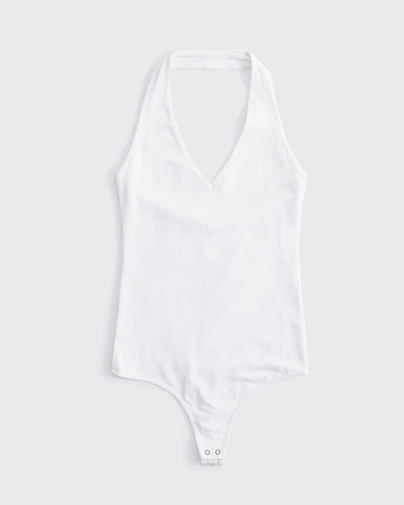 Cotton-Blend Seamless Fabric Halter Bodysuit