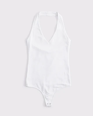 Cotton-Blend Seamless Fabric Halter Bodysuit
