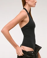 Cotton-Blend Seamless Fabric Halter Bodysuit