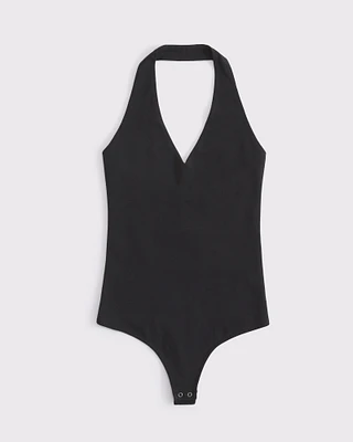 Cotton-Blend Seamless Fabric Halter Bodysuit