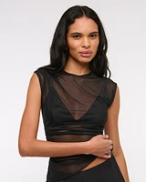 Draped Mesh Top