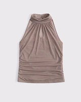 Ruched Mesh Halter Top