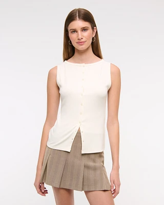 Slash Button-Through Top