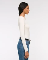 Long-Sleeve Boatneck Featherweight Rib Top