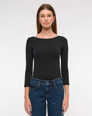 Long-Sleeve Balletic Scoop-Back Top