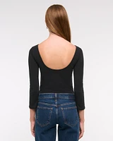 Long-Sleeve Balletic Scoop-Back Top