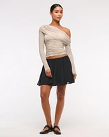 Asymmetrical Foldover Lace Top