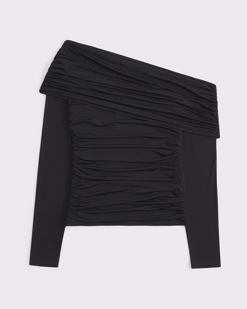 Asymmetrical Foldover Lace Top