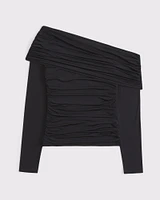 Asymmetrical Foldover Lace Top
