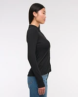 Powdered Rib Button-Through Top