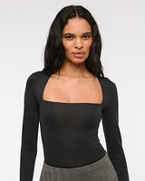 The A&F Ava Long-Sleeve Sculpt Matte Bodysuit